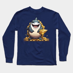 shark with piles of gold Long Sleeve T-Shirt